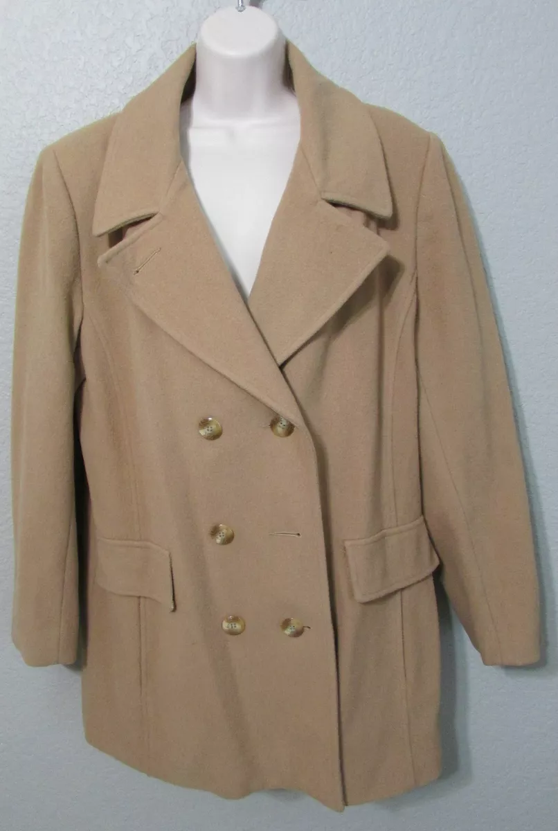 Women s Vintage MacKintosh Tan Wool Fitted Coat Pea Coat Sz 14