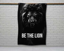 Lion Gym Flag - Motivational Home Gym Banner and Wall Decor