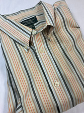Eddie Bauer Shirt Mens XXL Tall Button Down Stripe Wrinkle Resistant Relaxed Fit