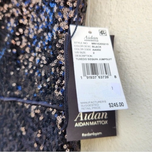 Aidan Mattox Sequin Tuxedo Jumpsuit - Picture 6 of 7