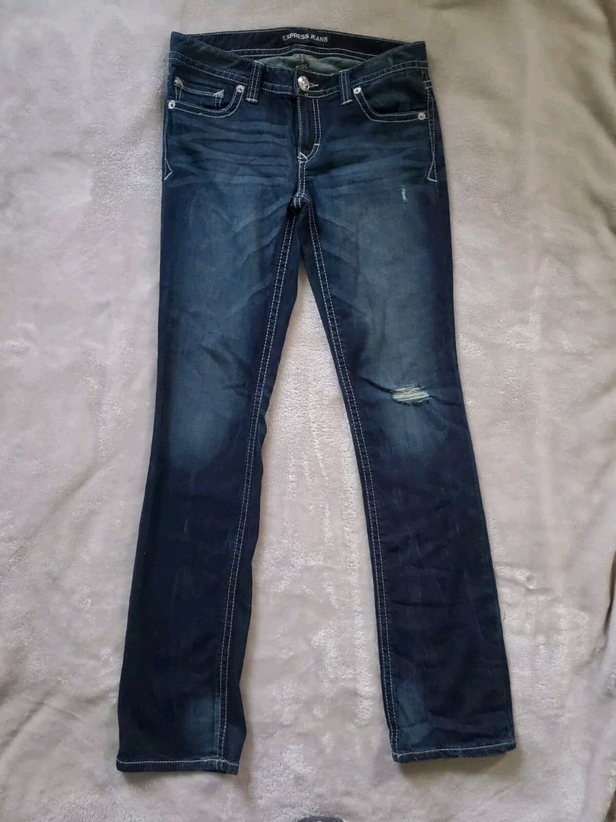 Express Jeans Zelda Low Rise Barely Boot Sz 4 | eBay