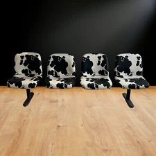 1971 Knoll International Tandem Four Seater Vinyl Bench Cowhide Pattern Rare