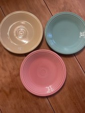FIESTA set 3 SALAD APPETIZER PLATES RAINBOW MIX 7.25" FIESTAWARE