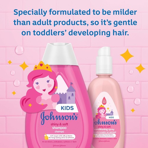 Johnson's Kids Shiny & Soft Tear-Free Shampoo, Argan Oil & Silk, 13.6oz - Picture 5 of 9