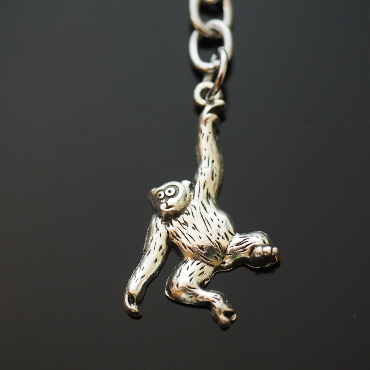 Monkey Chimp Chimpanzee Vintage Silver Charm Keychain Key Chain