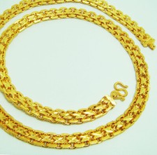 Collar chapado en oro baht tailandés 22k 23k 24k banda pesada para hombre 28 pulgadas 11 mm