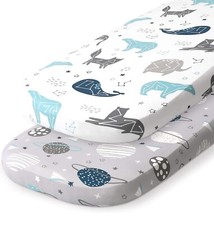 Brolex Stretch Fitted Bassinet Sheet 2 Pack Set Cradle Sheets Space Planet NIB