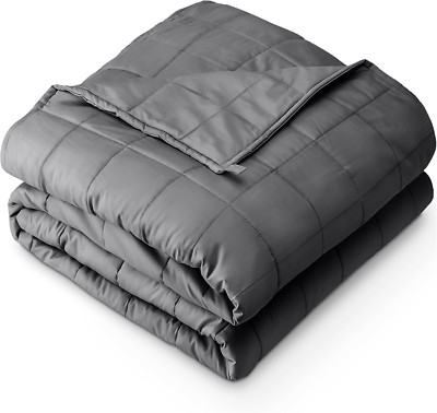10Lb Weighted Blanket - Twin/Full Size, 100% Cotton, Nontoxic Glass Beads, Grey