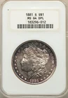 :1881-S S1$ SILVER MORGAN DOLLAR NGC SELECT MS64DPL DEEP-PROOF-LIKE HIGH-GRADES