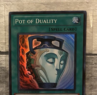 yugioh card pot of duality [AP05-EN003] Ultimate Rare  TokenMTG Mint / near mint condition trading card Pot of Duality - DUSA-EN084