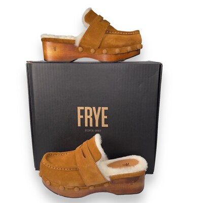 Frye Melody Genuine Shearling Lined Platform Clogs Walnut Brown Women\'s 7M Frye Melody Genuine Shearling Lined Platform Clogs Walnut  main image 3
