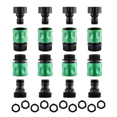 16PCS 3/4'' Garden Hose Quick Connect Male & Female Fittings + 10 Washers