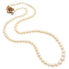 Vintage Graduated Cultured Pearl Necklace With Gold Filled Flower Clasp
