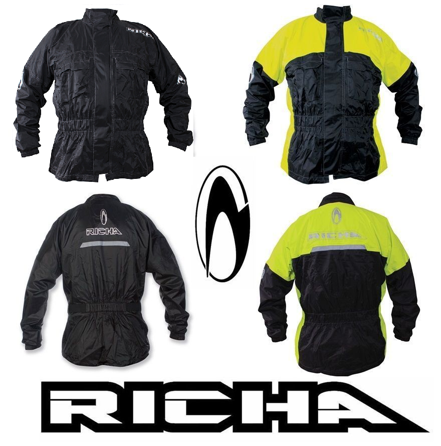 Richa Rain Warrior Motorcycle 100% Waterproof Over Jacket Black  Fluo/Black