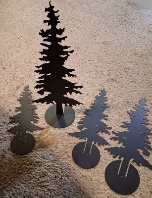 Lot of 4 Metal Trees Different Sizes