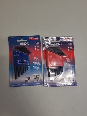 Lot of 2 Packs Eklind Hex L 7 Standard and 7 Metric 14 Keys Total NIB