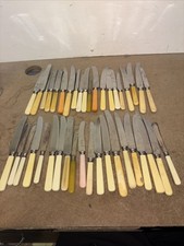 x40 Vintage Butter Knives Job Lot Bakelite Style Cream Handles Retro Sheffield