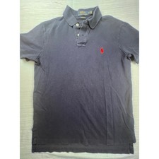 Polo Ralph Lauren Mens Custom Fit Navy Blue Short Sleeve Polo Shirt Red Pony