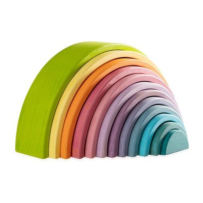 Wooden Rainbow Stacking Toy, 12 Piece Multicolor Wooden Arch Stacker, Extra L...