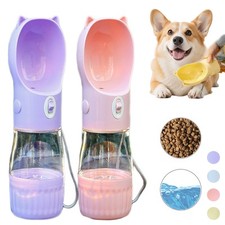 2 In 1 Portable Dog Water Bottle For Small Big Dogs Cat Outdoor Leak-proof Puppy