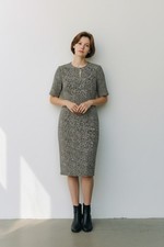 Banana Republic Short Sleeve Ploester Blend Sheath Dress Animal Print Size 8