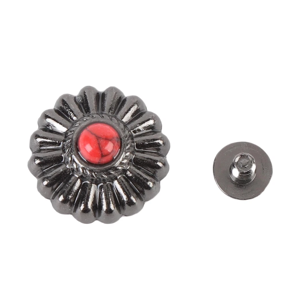 10 Sets Fabric Button And Screw 16.5mm Flower Gunmetal Buttons 4.5mm Crossed Sc - Image 2 of 4