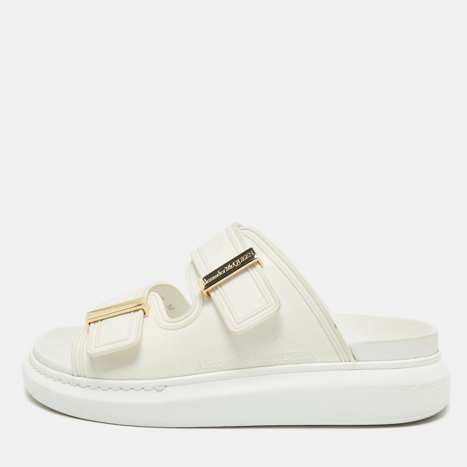 Sandali bassi Alexander McQueen bianchi ibridi in gomma Chelsea taglia 38