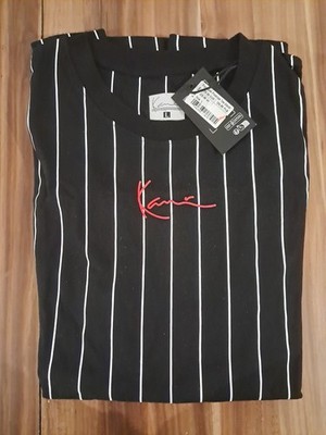 Karl Kani, T-shirt, Größe: L, Schwarz/Weiß, Baumwolle, Streifen, Herren #6OG