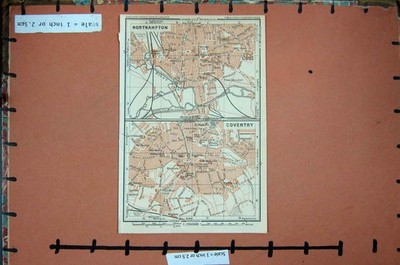 Old Antique Print Map Britain Northampton Coventry Street Plan England
