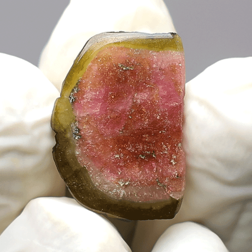 Gemma succosa ~ 8,46 Cts Tormalina naturale di anguria 21,6 mm fetta lucida pietra preziosa - Foto 6 di 11