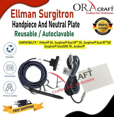 Ellman Surgitron 4.0 dual RF 90 Patient Plate and EMC Handpiece Reusable CE