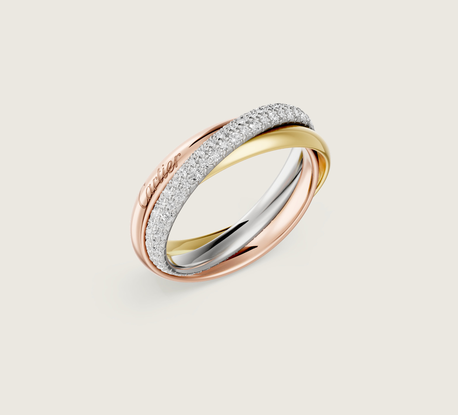 Cartier Trinity Ring – Small Model, Half-Pavé | 1… - image 4