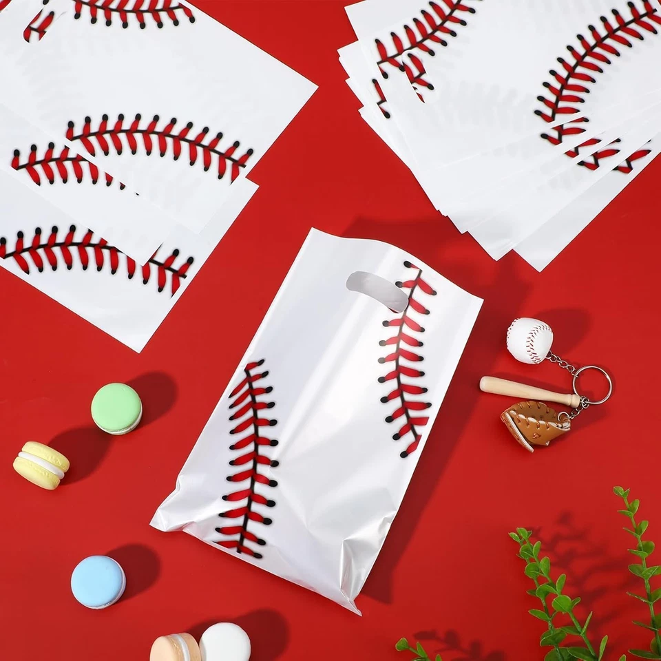 50 Piezas Bolsas de Regalo Favor de Fiesta de Béisbol con Asa, Plástico Temática Deportiva Celopha Foto 3 de 4