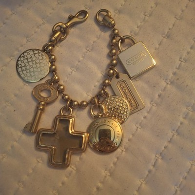 Vintage Coach Charm Bracelet Brass, Enamel Padlock Cross ABSOLUTELY Stunning  