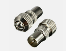 2 x MALE TV AERIAL COAX CONNECTORS SOCKET COAXIAL PLUG METAL CABLE NEW CONNECT