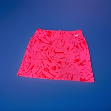 Rafaella Pink Tropical Leaf Skort Size L Stretch Pullon Sporty Coastal Chic
