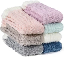 Fuzzy Socks for Women, 7 Pairs Warm Soft Fluffy Thick Cozy Plush Winter Socks