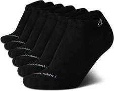 Calvin Klein Womens No Show Socks - 6 Pack Breathable Cushioned Black 