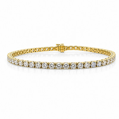 Elegantes Tennis Armband 14K Gelbgold Rundschliff 7 Karat VVS1-D Lab Diamanten