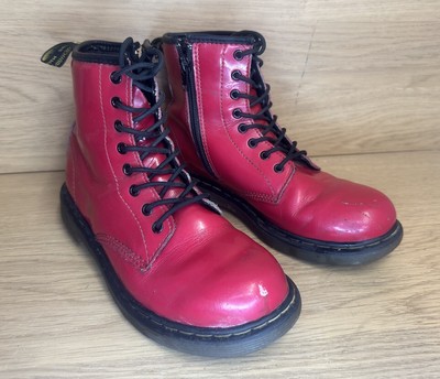 Doc Martens Delaney Red Patent Leather Zipper Combat Air Wair