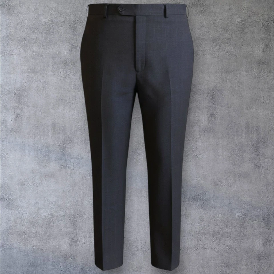 ZANETTI Chaqueta de traje de 2 piezas para hombre 48L Pantalón 40Wx30L LANA Gris Ventana Foto 4 de 4