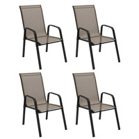 Outsunny Set of 4 Garden Dining Chair Set Outdoor w/ High Back, Grey