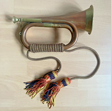 Military Bugle Brass Copper with Braided Cords and Tassles Plays