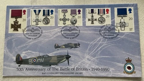 GB QEII 1990 Gallantry Battle Of Britain Covercraft FDC RAF Coningsby Cat £35+