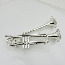 Double Bell Trumpet Bb Sliver Plated Professional Brass Instrument With Case