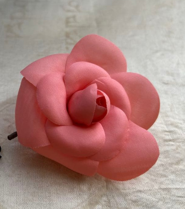 CHANEL Pink Camellia Corsage Brooch Used