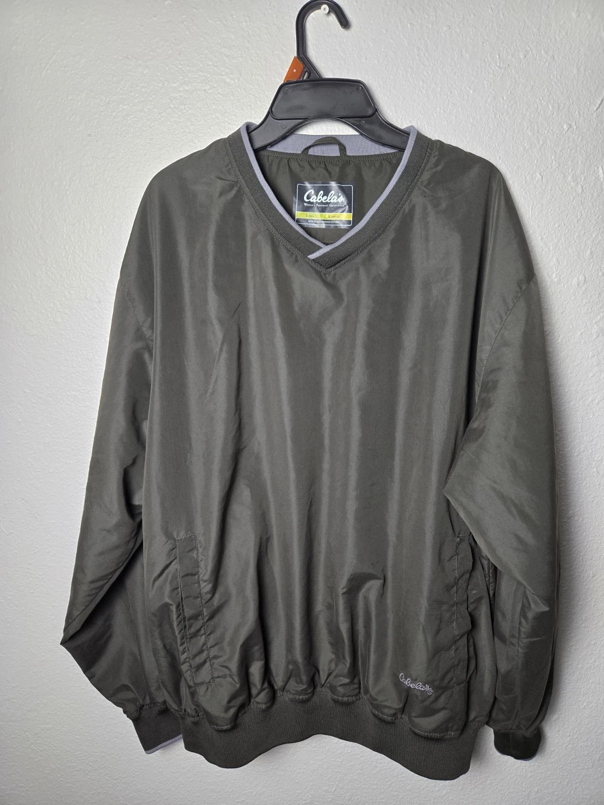 Cabela's Men's Pullover Jacket Size L Mesh Lined Green WindBreaker Outdoor