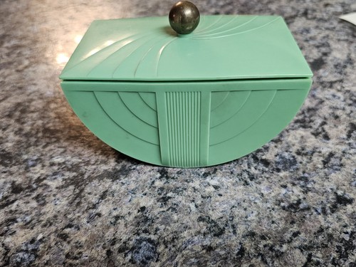 Art Deco GE 1933 Chicago Worlds Fair GE Vanity Trinket Box MINT GREEN RARE