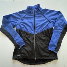 Nike Womens Sz M Windbreaker Jacket Blue Storm-Fit Vented Full Zip Lightweight