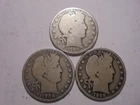 Barber Half Dollar Lot of 3 1908-S,1908-D,1908-O over 1 Toz of pure silver
